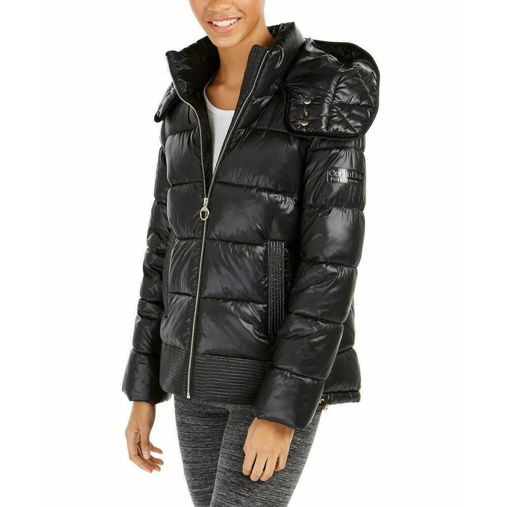 Calvin Klein Performance Quilted Hooded Jacket - Metallic Black - Size XXL - Picture 1 of 1